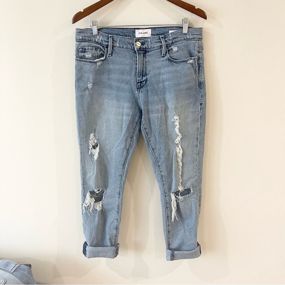 Frame La Garcon Boyfriend Distressed Jeans Women’s size 29 Blue